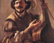 A Laughing Bravo with a Bass Viol and a Glass - 亨德里克·特布鲁根